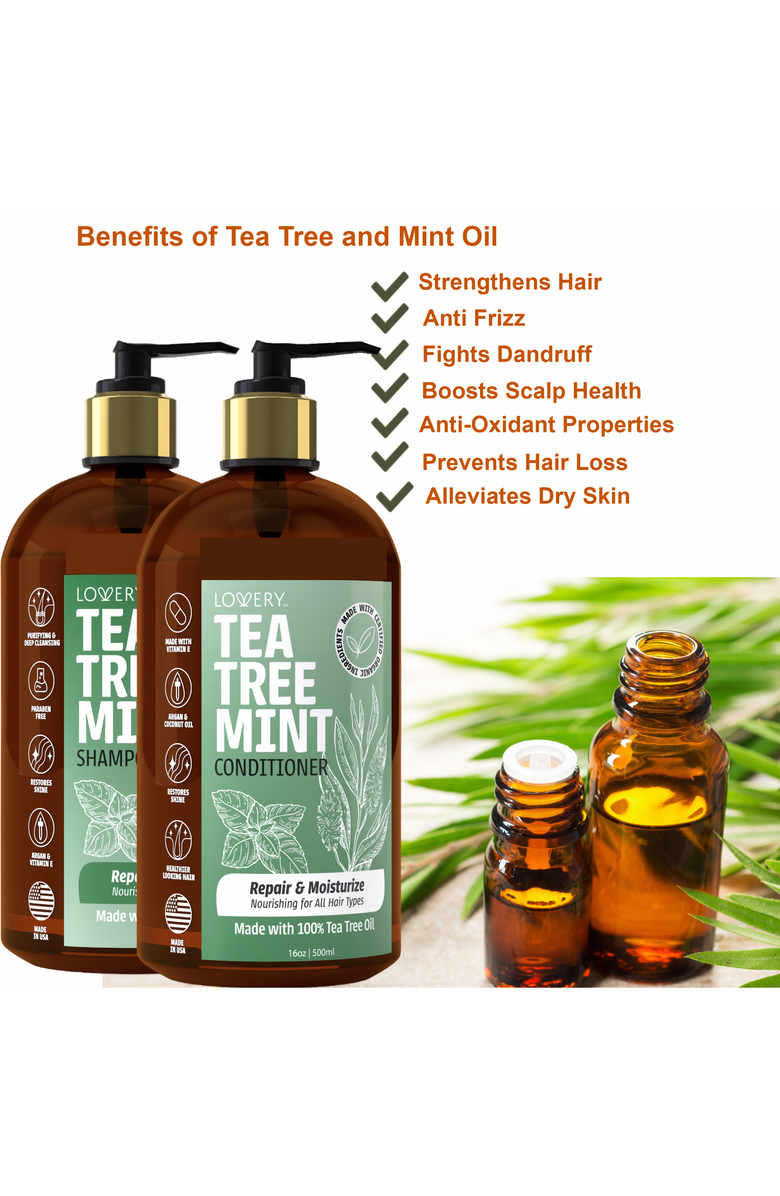 Lovery Tea Tree Mint Shampoo and Conditioner Gift Set, Alternate, color, Amber / Green