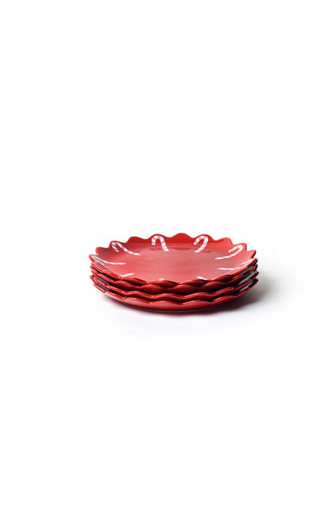 Red Candy Cane Scallop Dinner Plate Set of 4