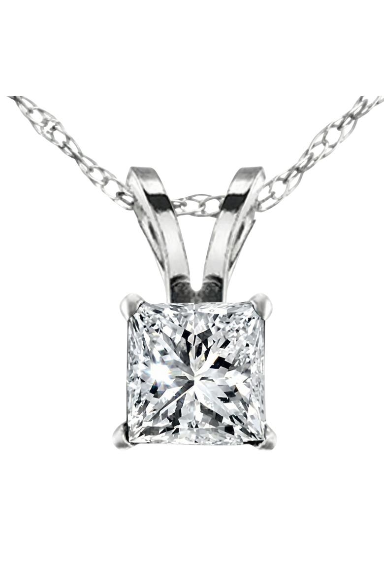 2 1/2Ct Princess Cut Diamond Certified Solitaire Necklace Lab Grown 14k Gold, Main, color, 14k White Gold