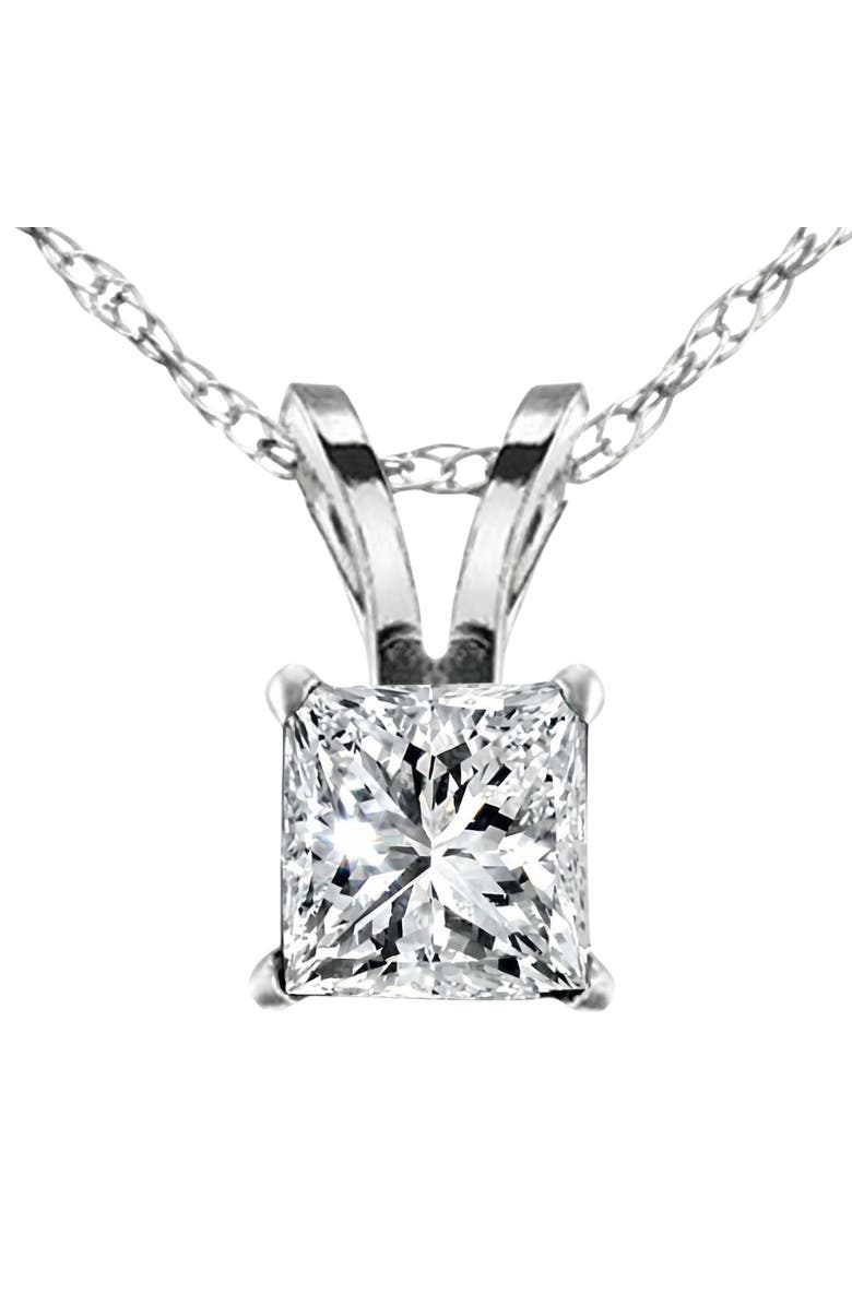 Bliss Diamond 2 1/2Ct Princess Cut Diamond Certified Solitaire Necklace Lab Grown 14k Gold, Main, color, 14K White Gold