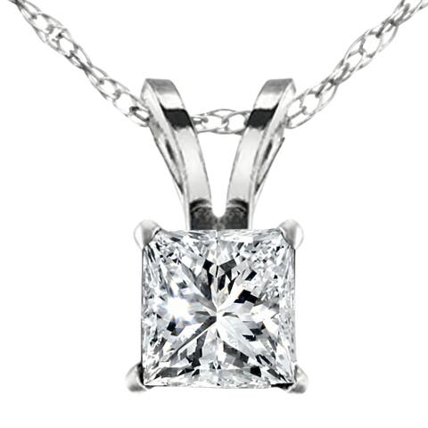 2 1/2Ct Princess Cut Diamond Certified Solitaire Necklace Lab Grown 14k Gold