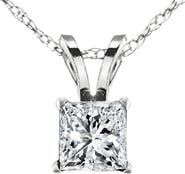 Bliss Diamond 2 1/2Ct Princess Cut Diamond Certified Solitaire Necklace Lab Grown 14k Gold