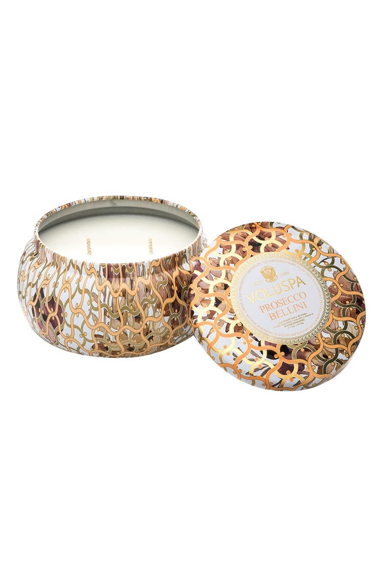 Voluspa Maison Blanc Prosecco Bellini Maison Metallo 2-Wick Candle, Main, color,