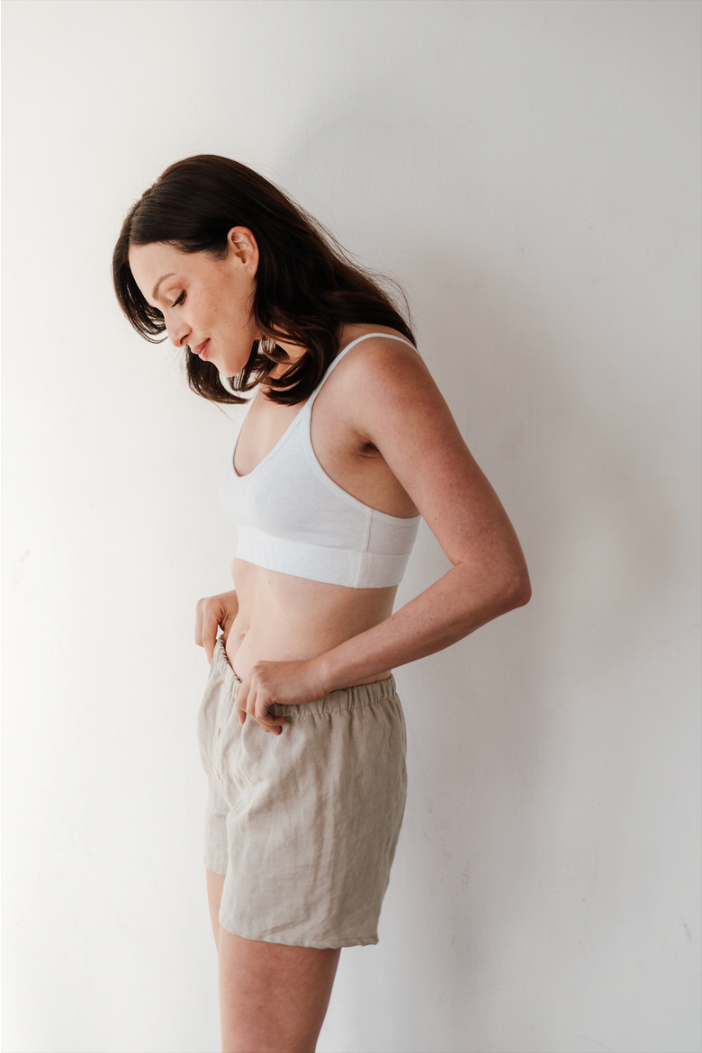 Women's 100% Organic Linen Boxer Shorts, Alternate, color, White