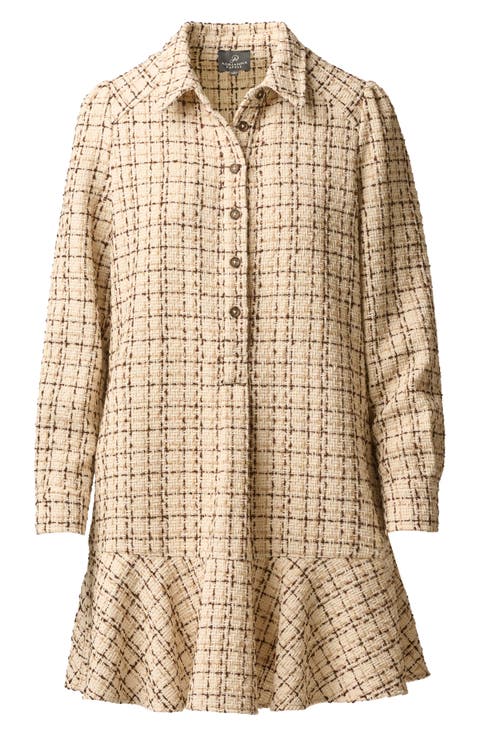Tweed Shift Shirtdress