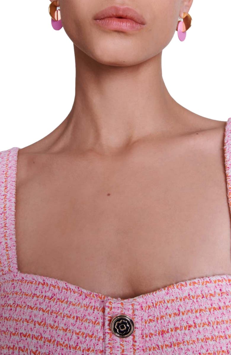 maje Laradis Tweed Crop Bustier Top, Alternate, color,