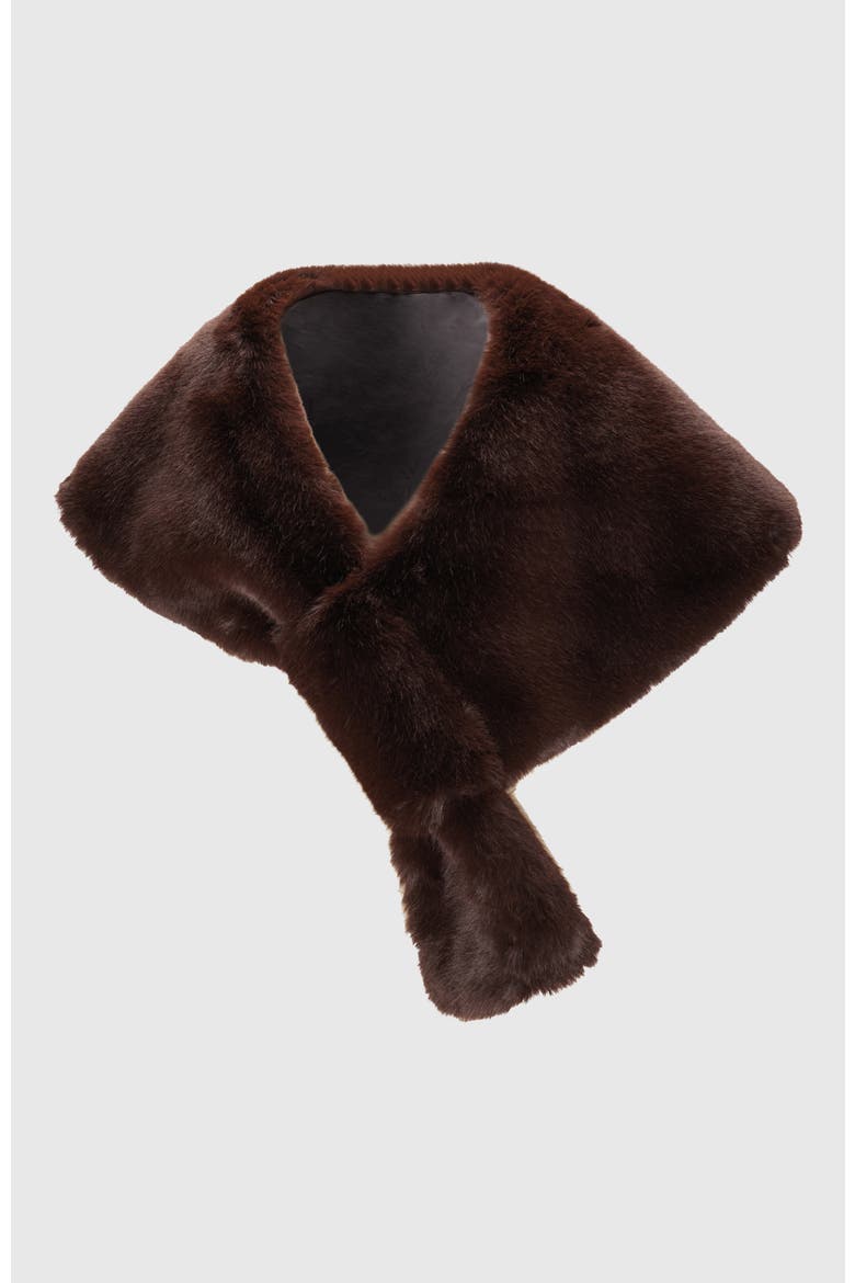 Fur-Free Fox (Faux Fur) Stole, Alternate, color, BROWN