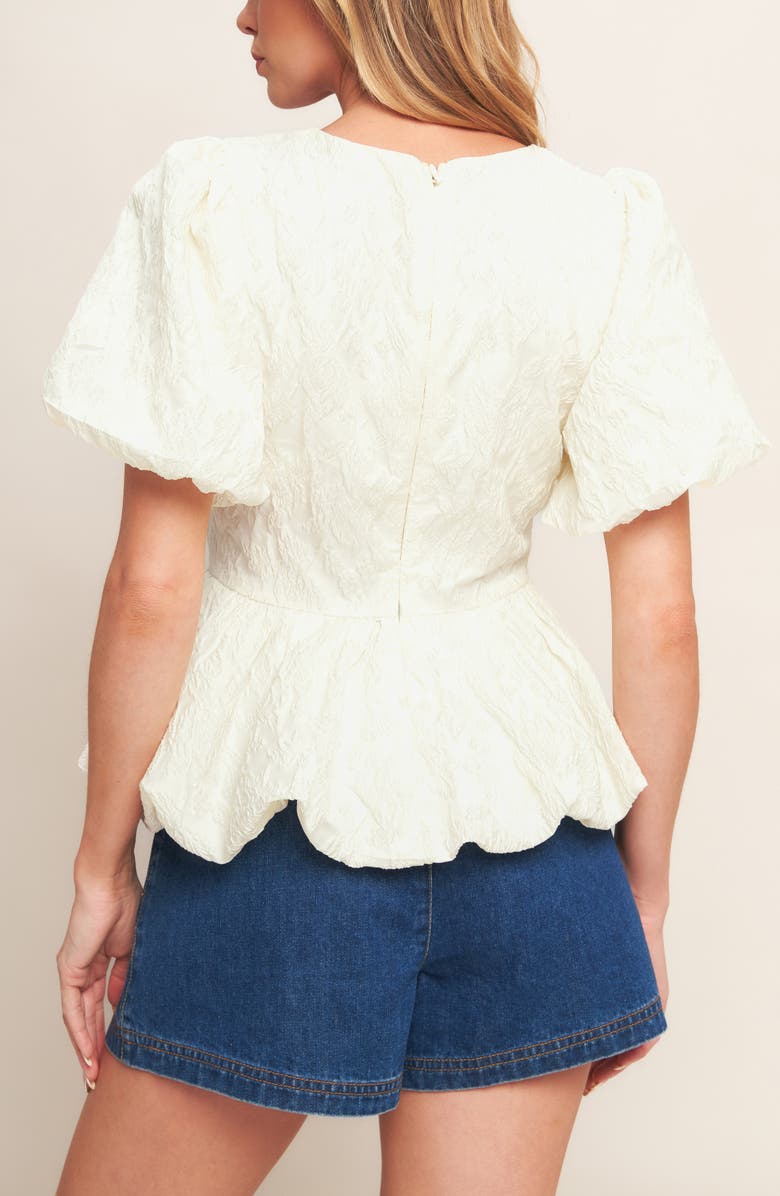 FLYING TOMATO Textured Peplum Top, Alternate, color, Cream