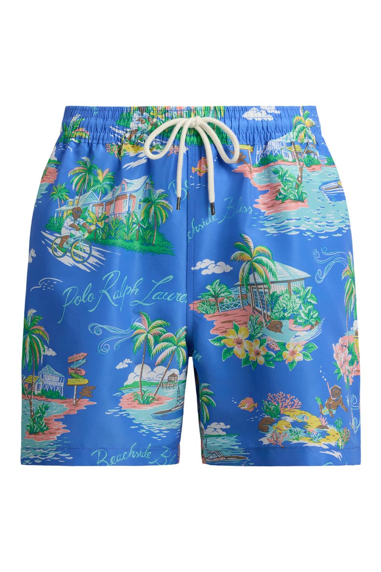 Traveler Classic Polo Bear Print Swim Trunks, Alternate, color, BAHAMAS BEAR