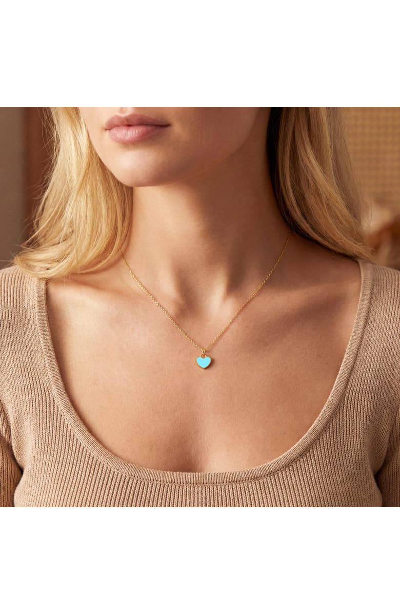 The Lovery Fine Jewelry Mini Turquoise Single Heart Necklace, Alternate, color, Turquoise