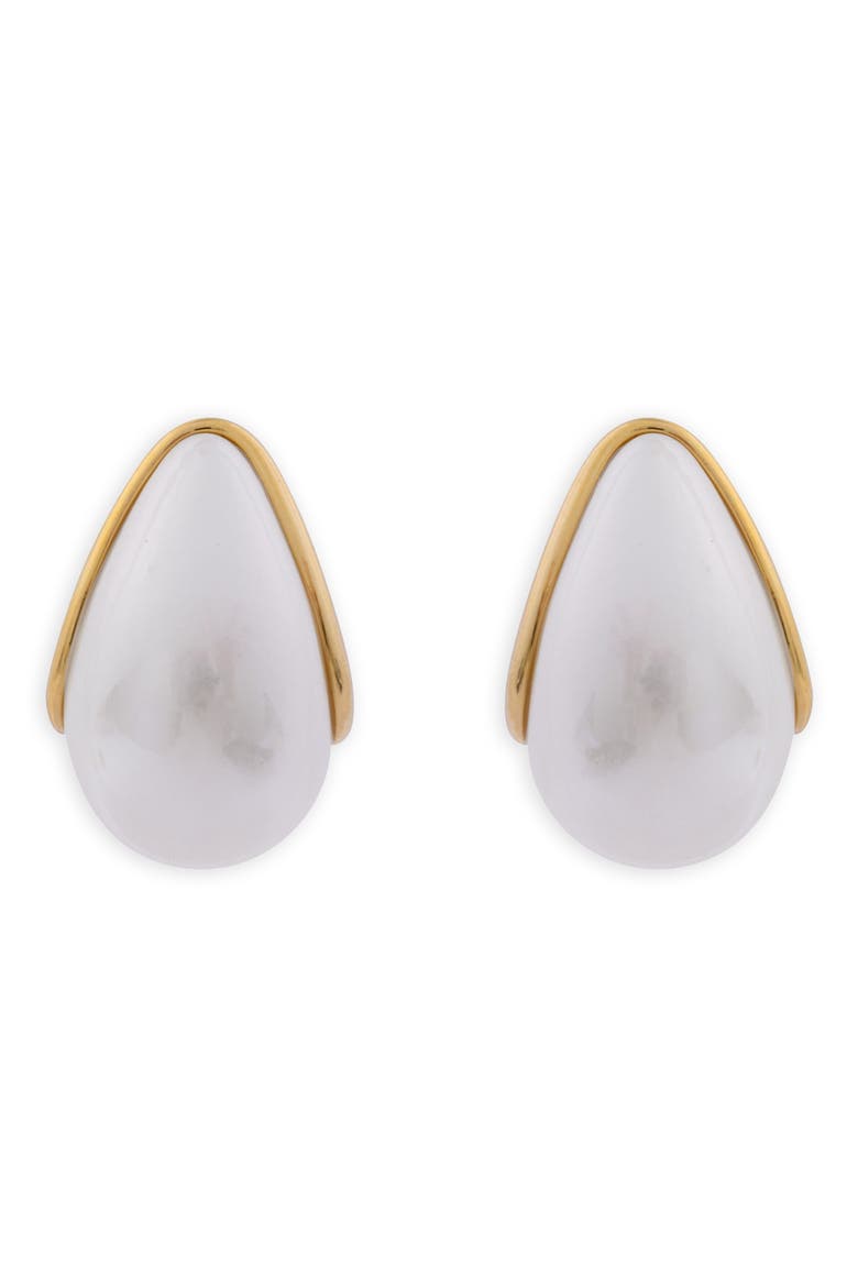 Teardrop imitation Pearl Stud Earrings, Main, color, GOLD