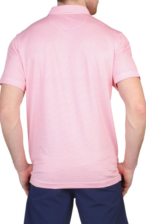 Tailorbyrd Mini Geo Print Performance Polo In Coral