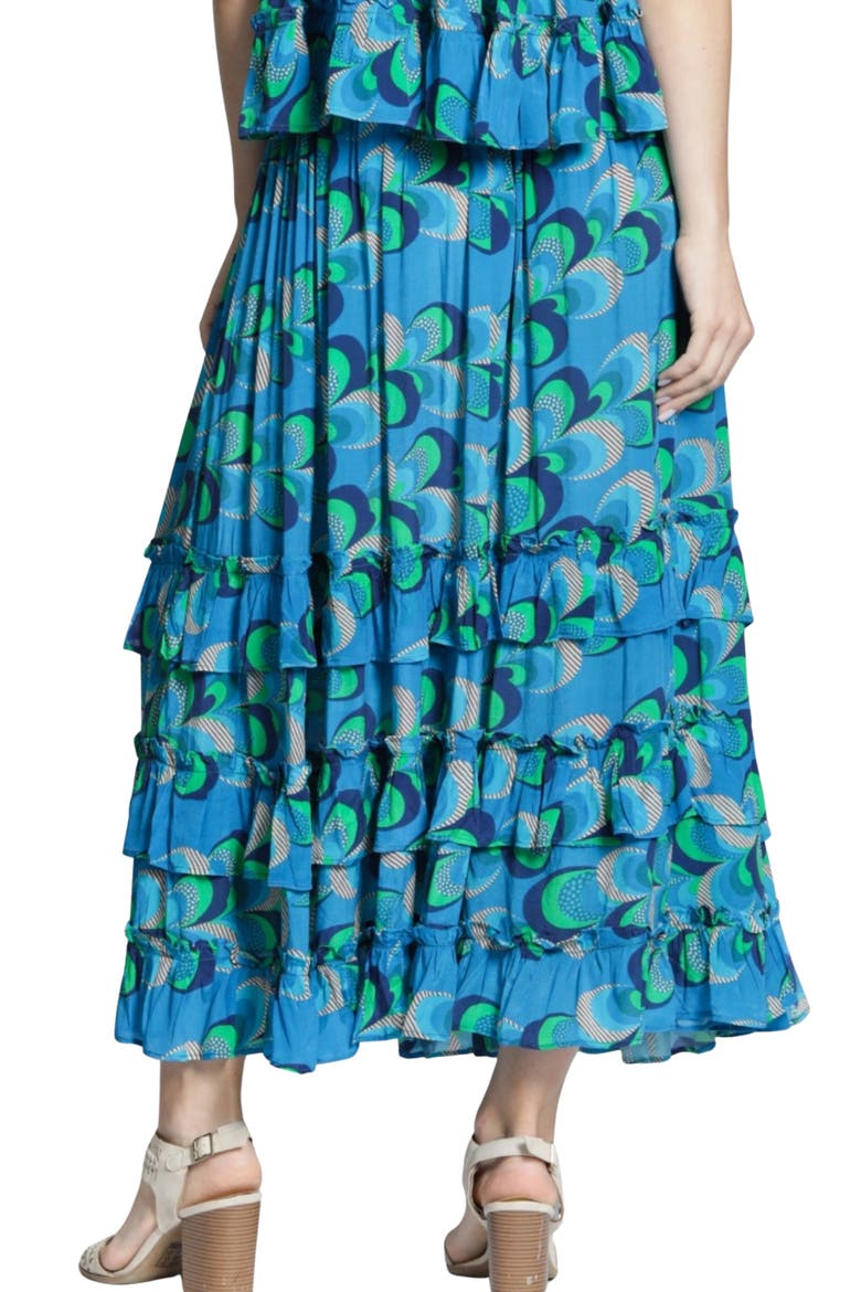 Tiered Pull-On Midi Skirt, Alternate, color, BLUE LAGOON