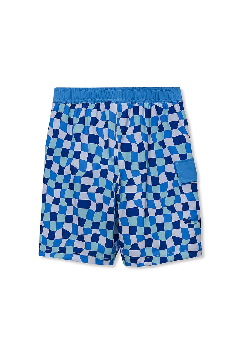 Boys Chlorine Resistant Cargo Long Board Short, Alternate, color, Malibu Blue Check