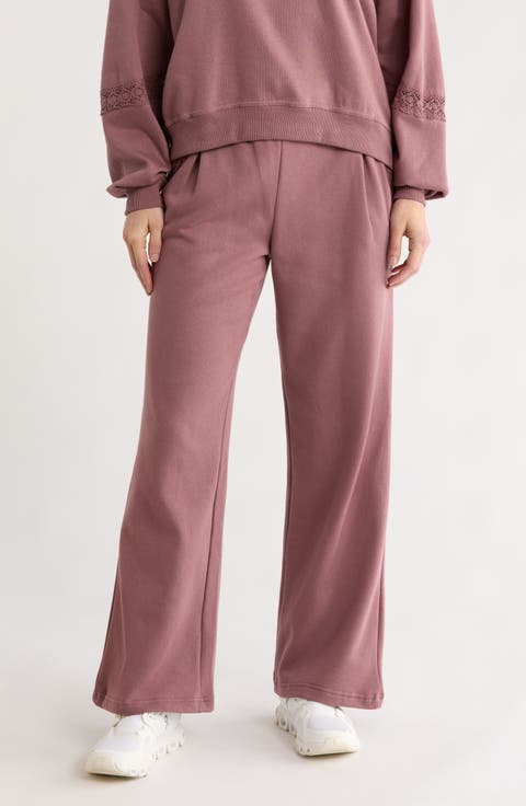 Wide Leg Cotton Blend Pants
