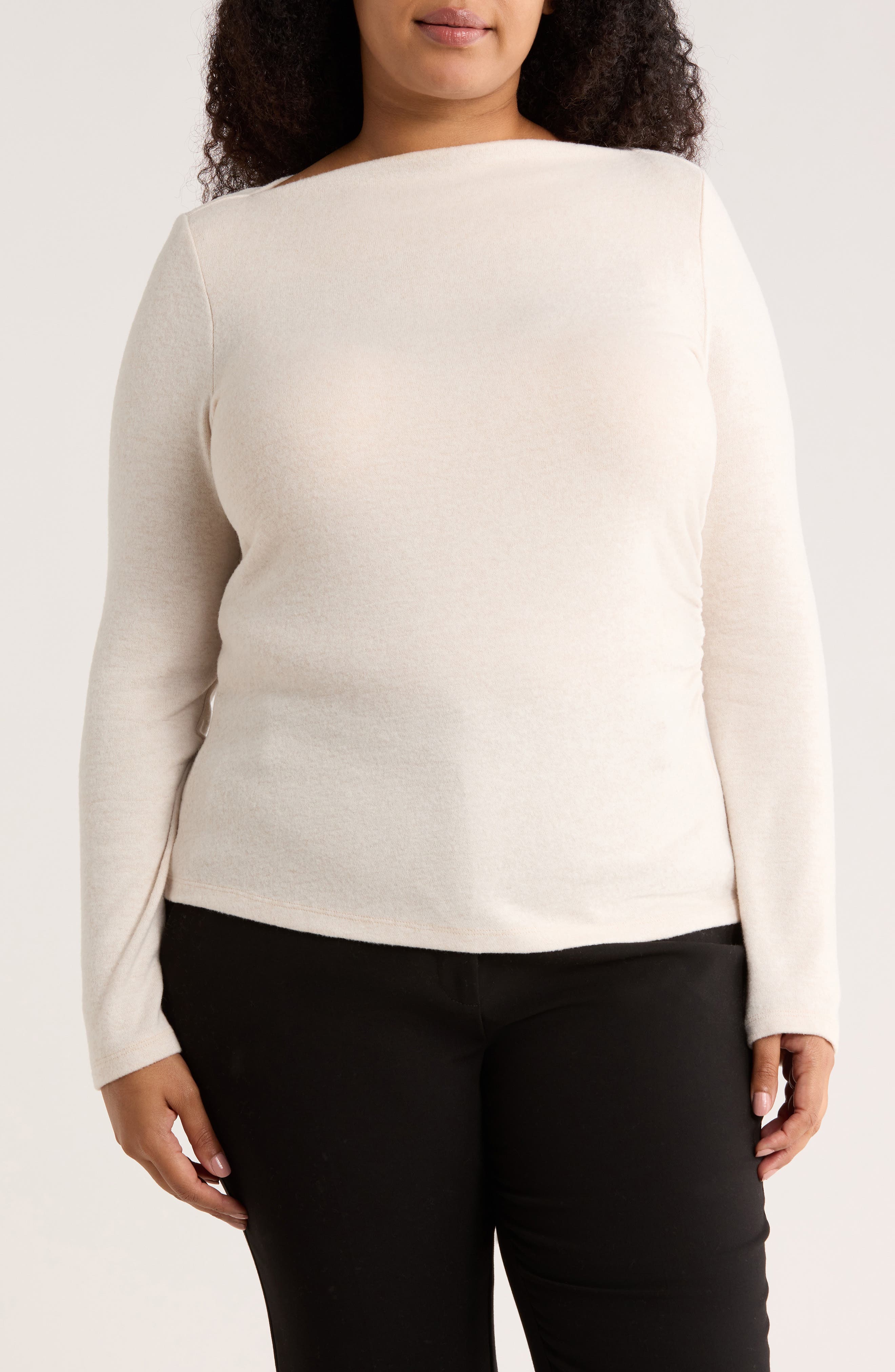 Boat Neck Brushed Knit Top - image 3