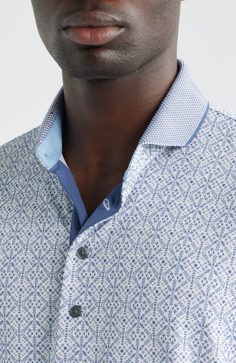 Greyson Echo Falls Geo Print Performance Golf Polo, Alternate, color, Arctic