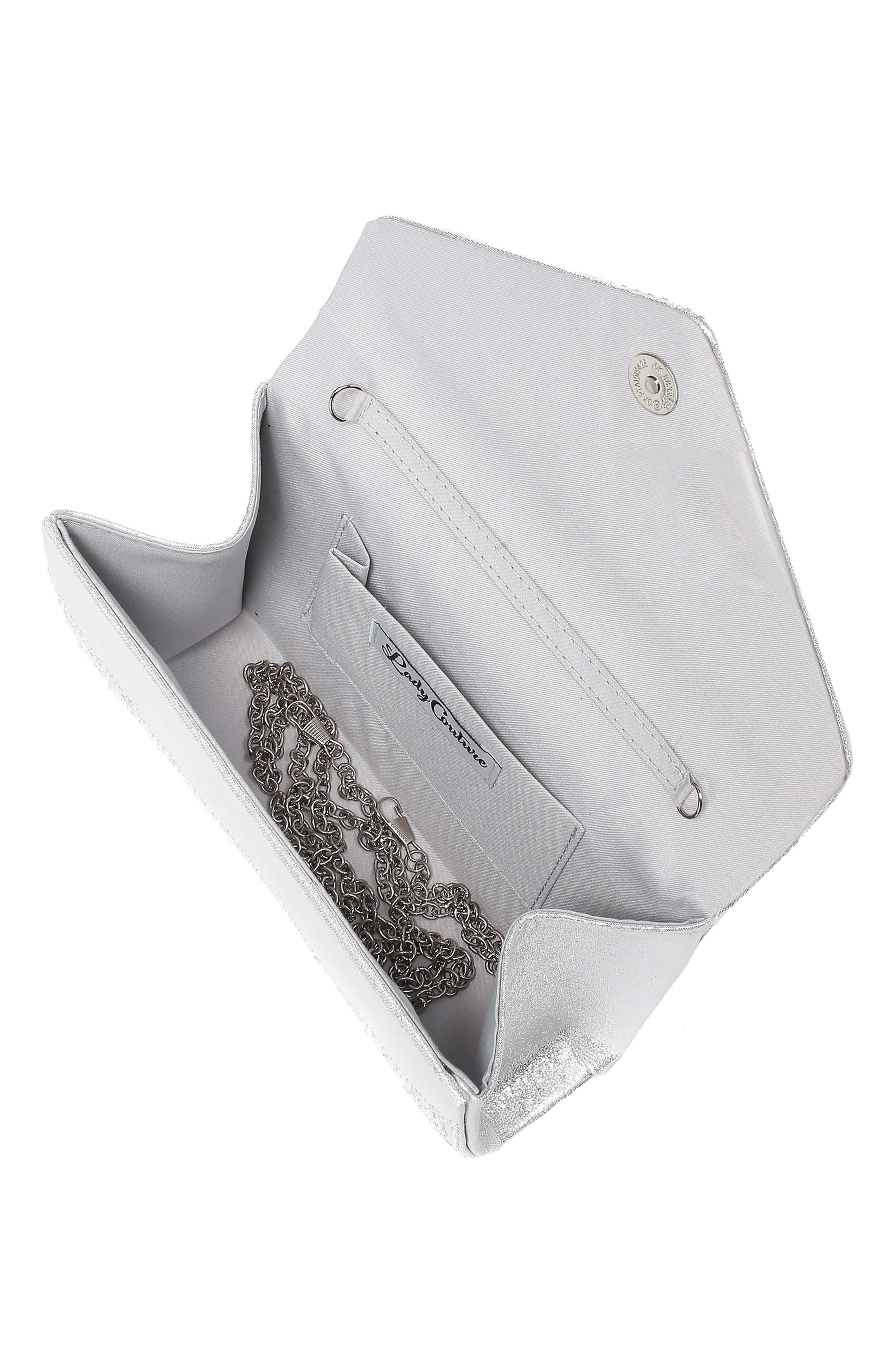 Rhinestone Envelope Clutch, Alternate, color, SILVER