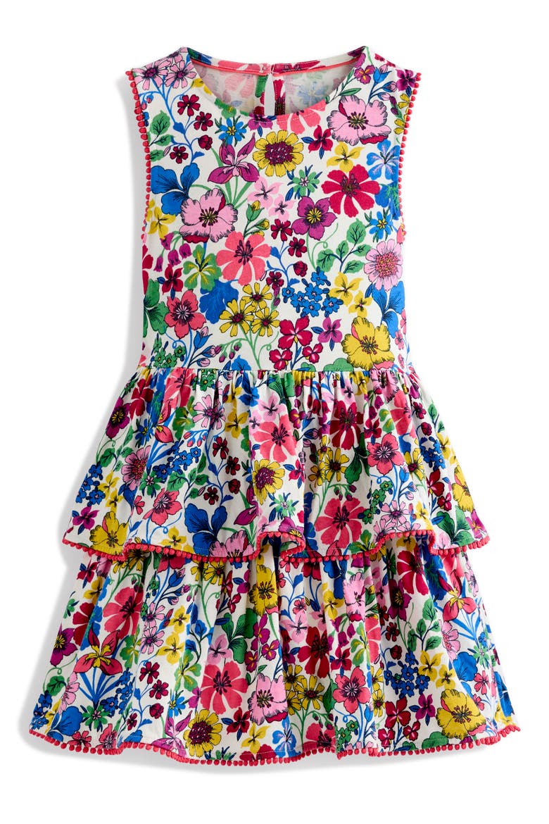 Kids' Tiered Jersey Sundress, Main, color, TICKLED PINK FLORAL SPRIG
