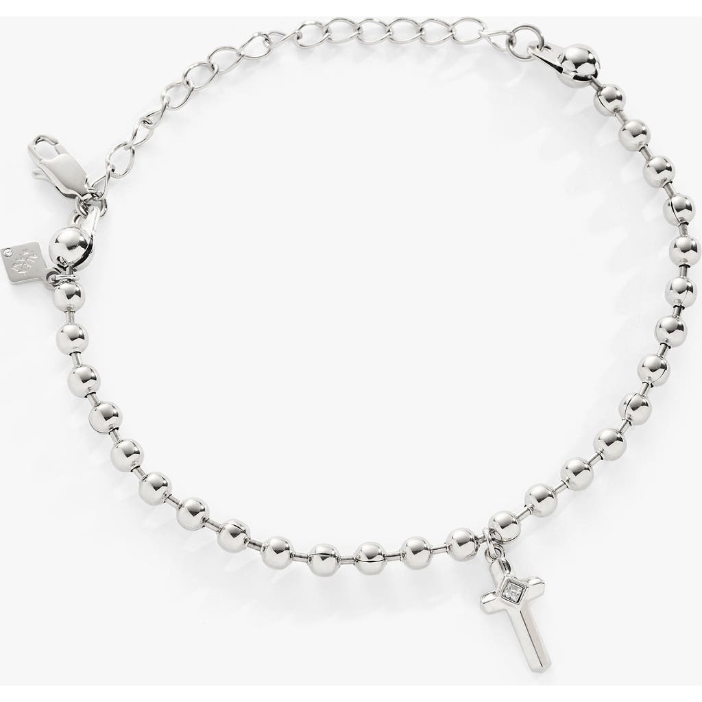 Alex And Ani Cross Ball Chain Bracelet In Silver