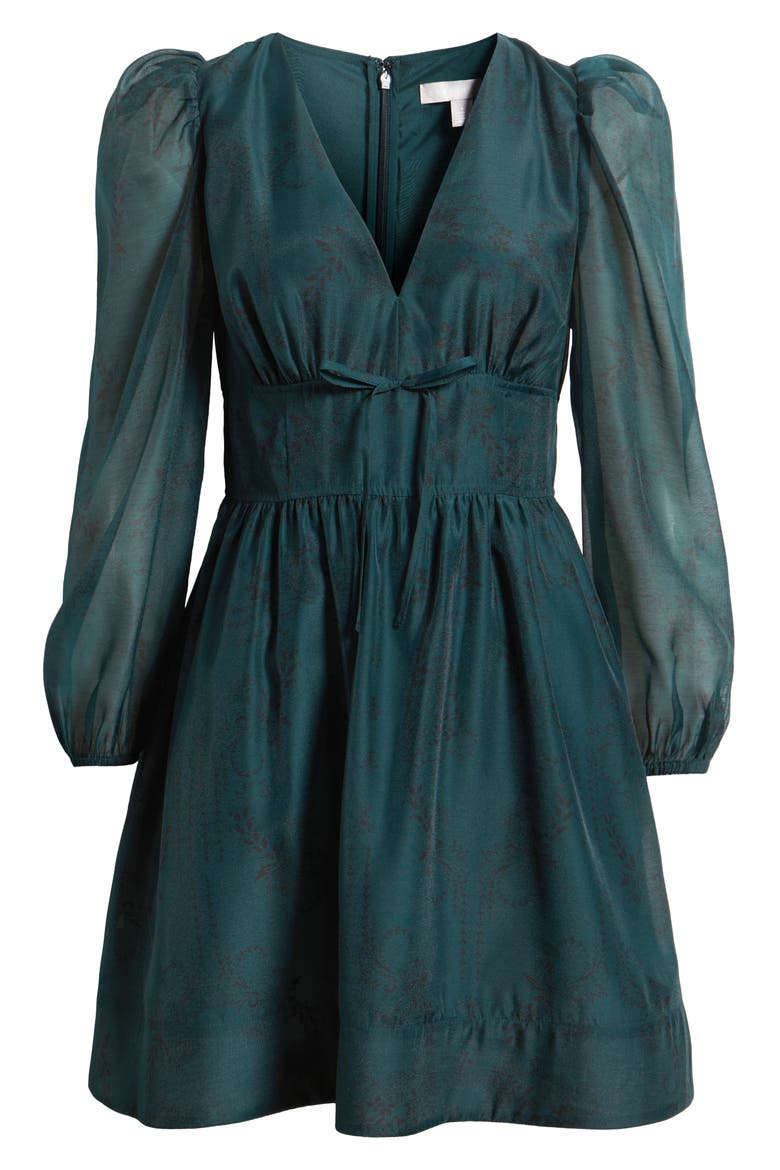 Long Sleeve Minidress, Alternate, color, GREEN- BLACK ALEX BORDER