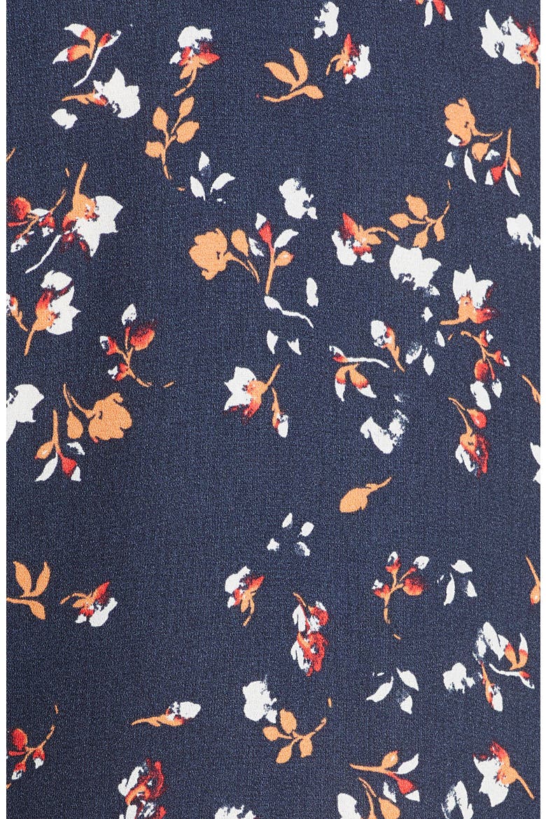 Floral Print Tie Waist Shorts, Alternate, color, NAVY INDIGO COTTON FLORAL