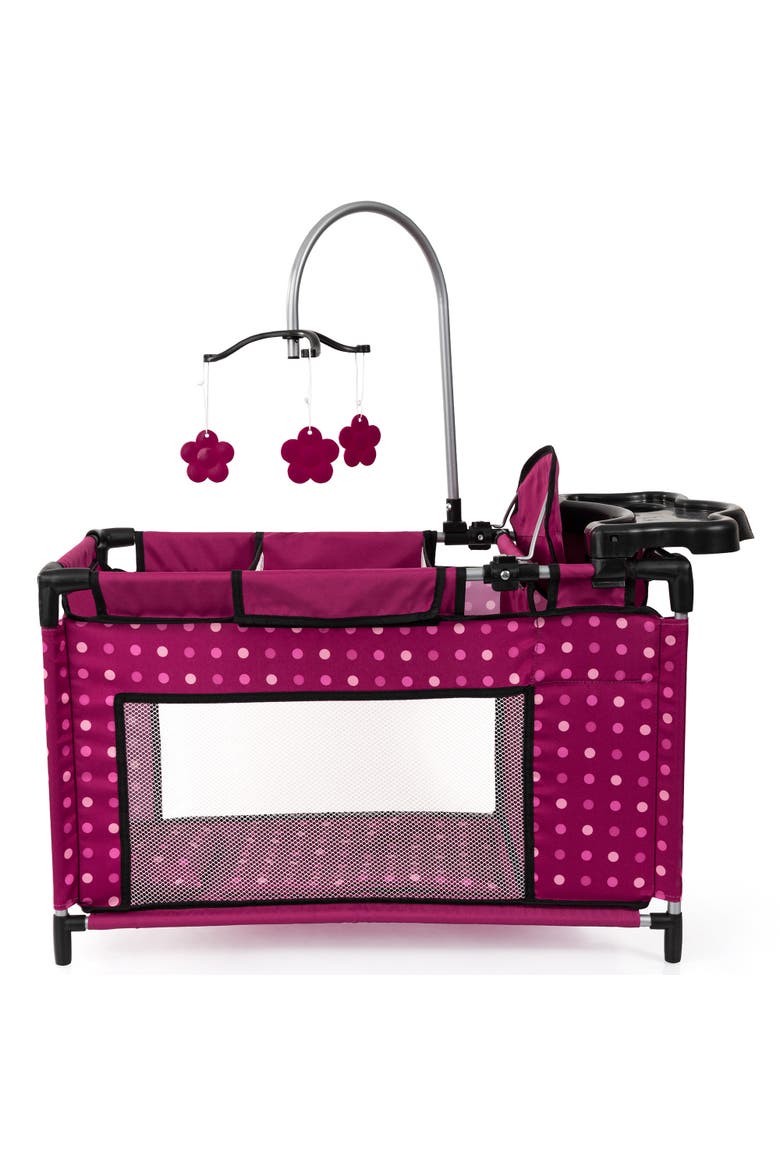 Hot Pink Multibed Playpen For Dolls With Highchair & Mobile, Alternate, color, Multicolored