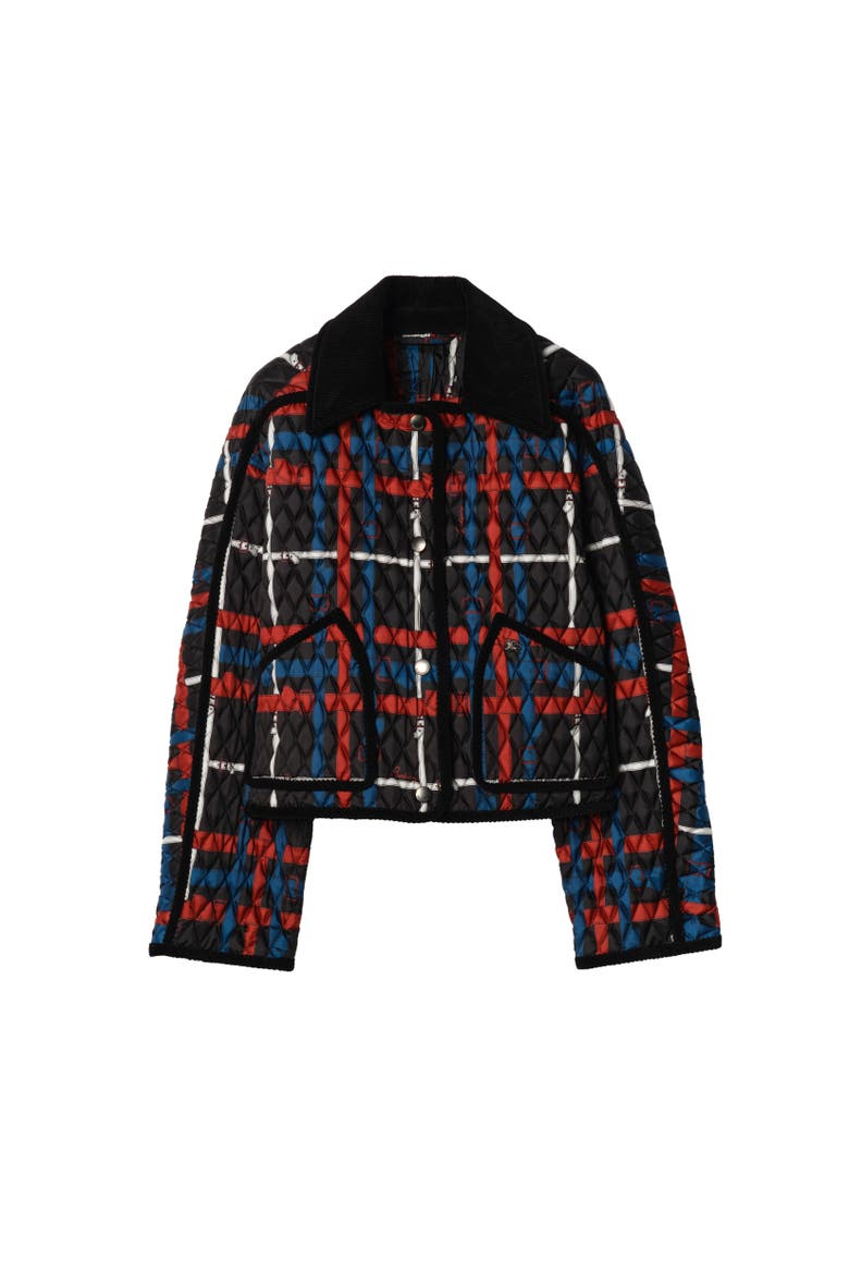 Cropped Belt Check Quilted Floriston Jacket, Alternate, color, Petrol blue
