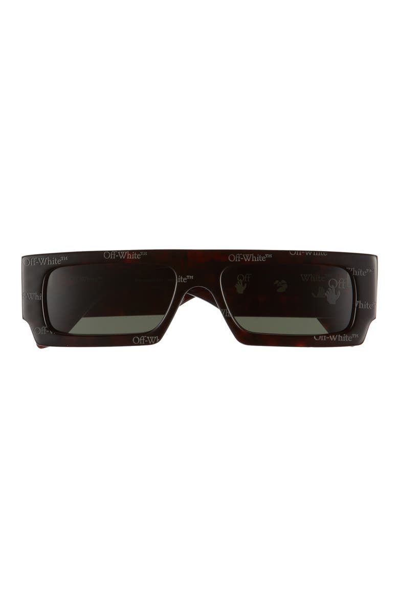 Havana 55mm Logo Rectangular Sunglasses, Main, color, HAVANA