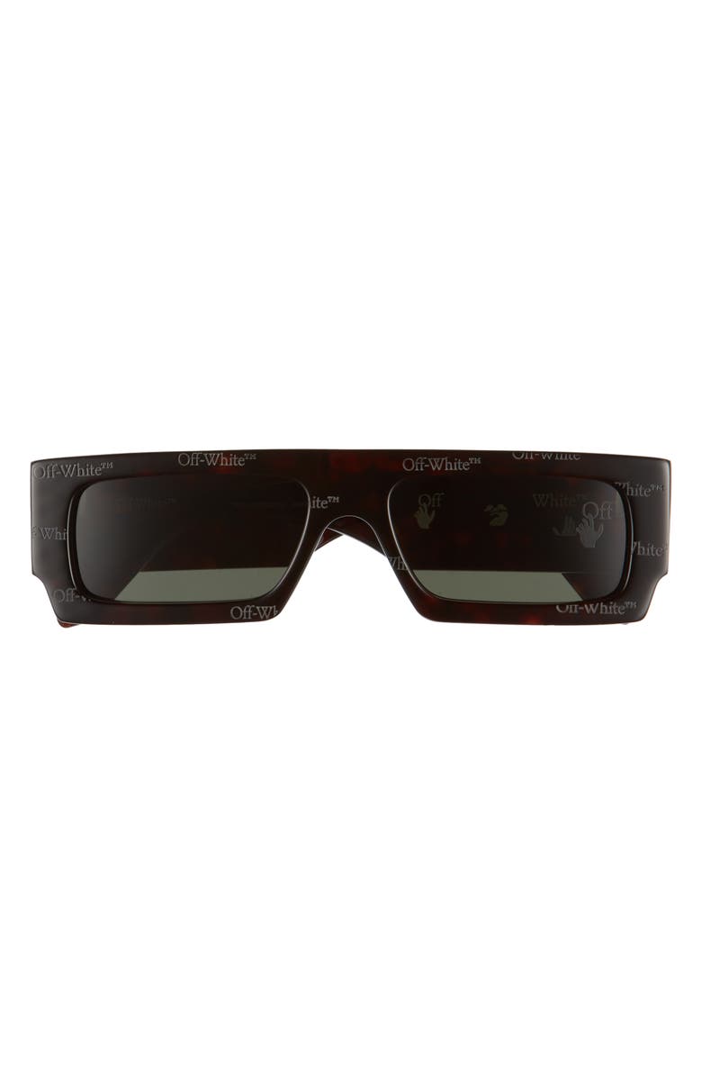 Off-White Havana 55mm Logo Rectangular Sunglasses, Main, color,