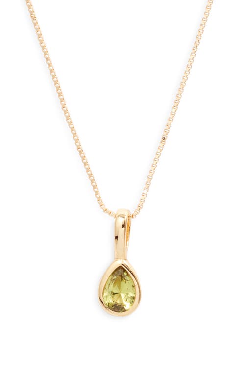 Set & Stones Teardrop Birthstone Pendant Necklace In Gold/august