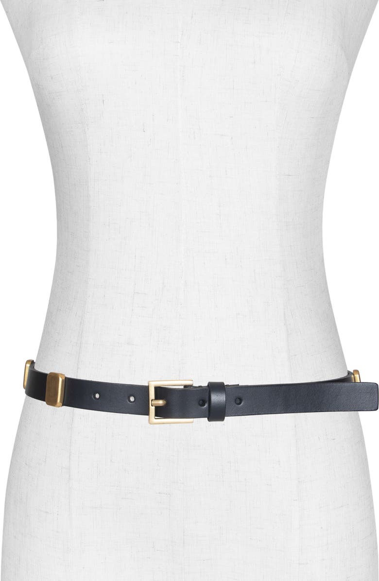 AllSaints Esta Leather Belt, Alternate, color, Black Antique Brass