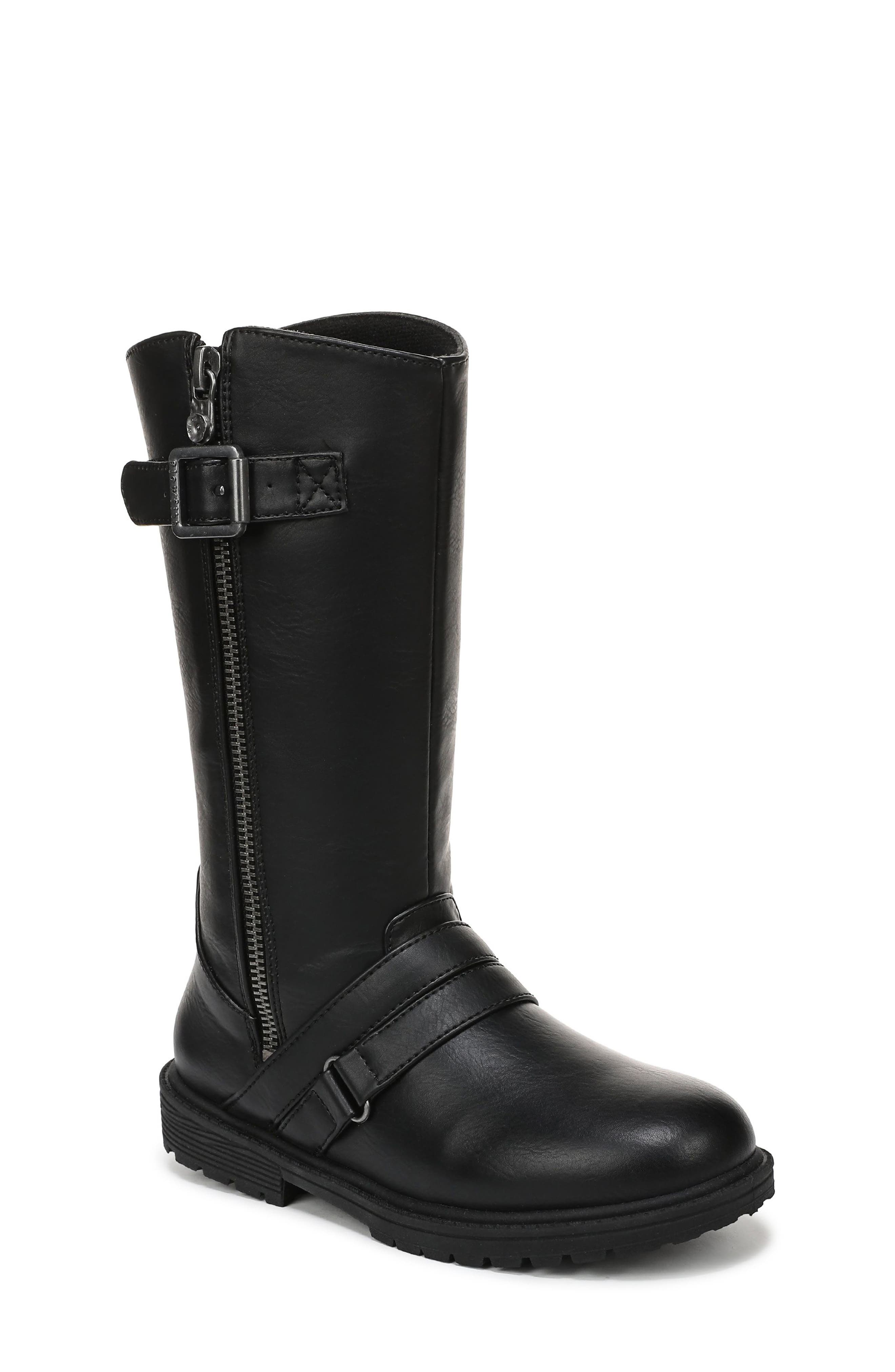 Kids' Reese Faux Leather Tall Boot, Main, color, BLACK FAUX LEATHER