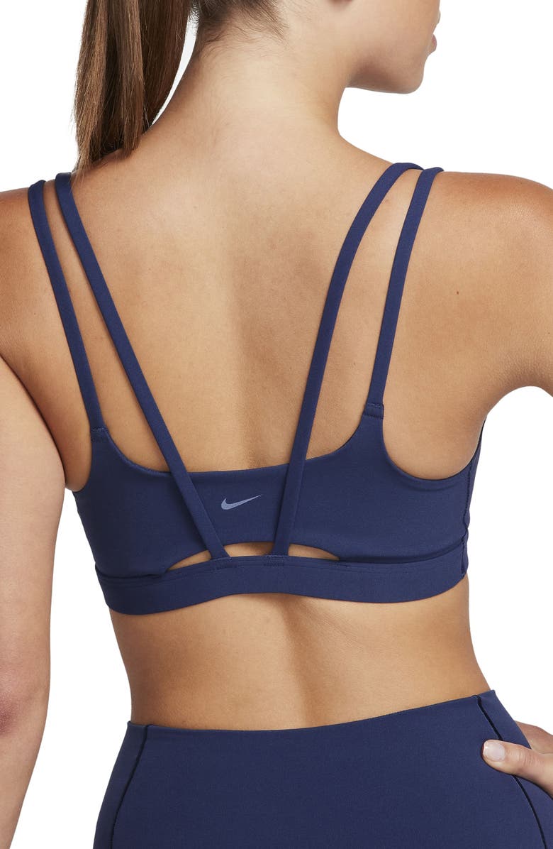 Nike Zenvy Strappy Light-Support Padded Sports Bra, Alternate, color, 410 Midnight Navy/White