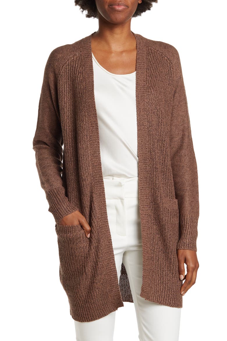 Elbow Patch Twist Cardigan, Main, color, COFFEE
