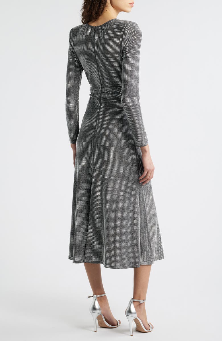 Milly Rhys Rhinetone Long Sleeve Midi Dress, Alternate, color, Silver