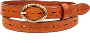 OLD TREND Vintage Genuine Leather Perforated Classic Detail Belt