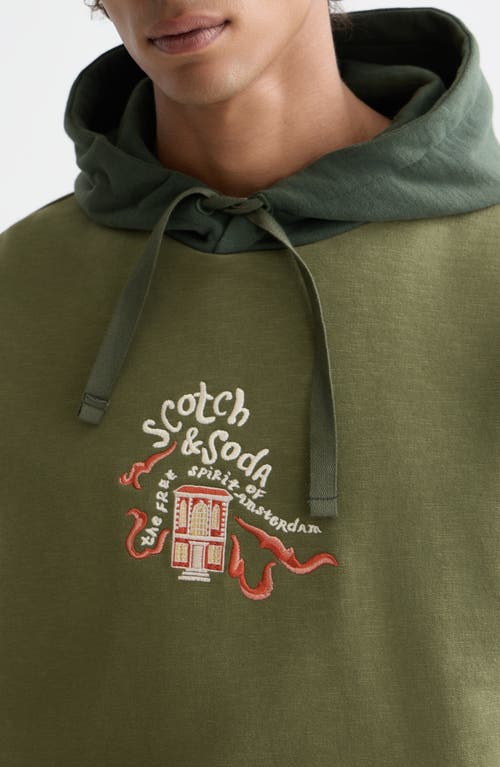 Scotch & Soda 40th Anniversary Color Block Hoodie In Green