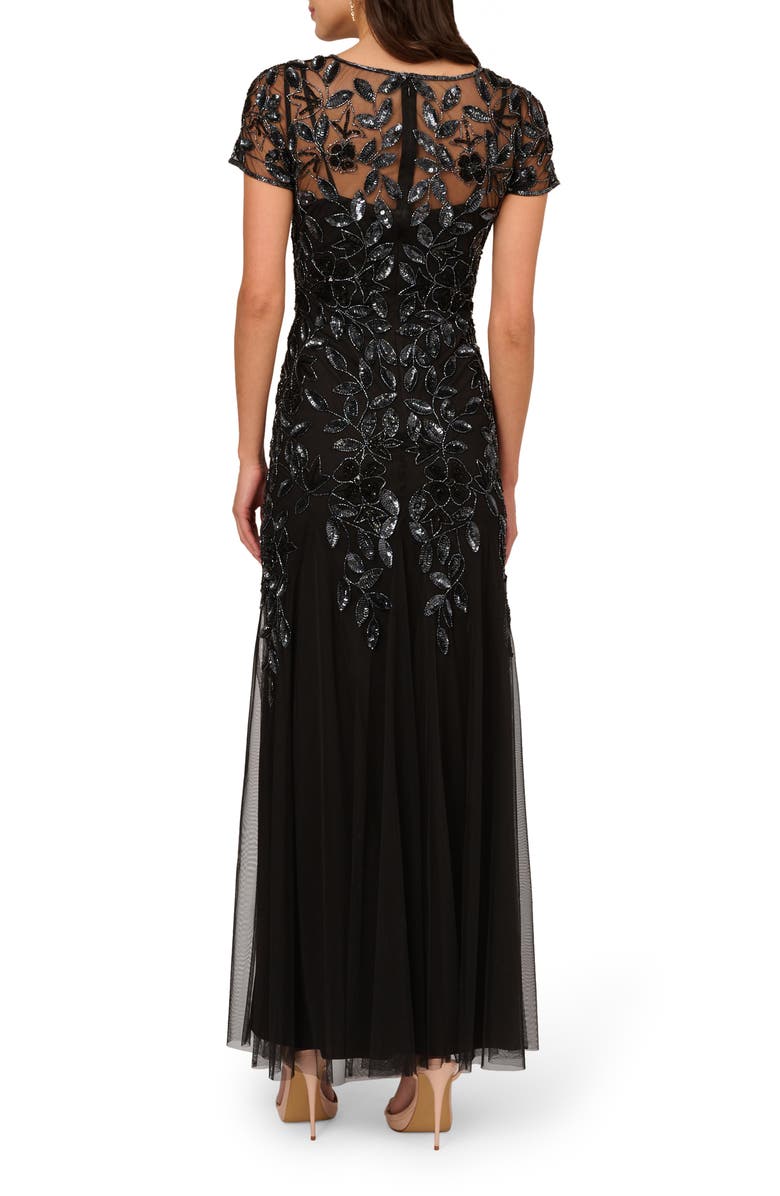 Adrianna Papell Floral Embroidered Beaded Trumpet Gown, Alternate, color, 