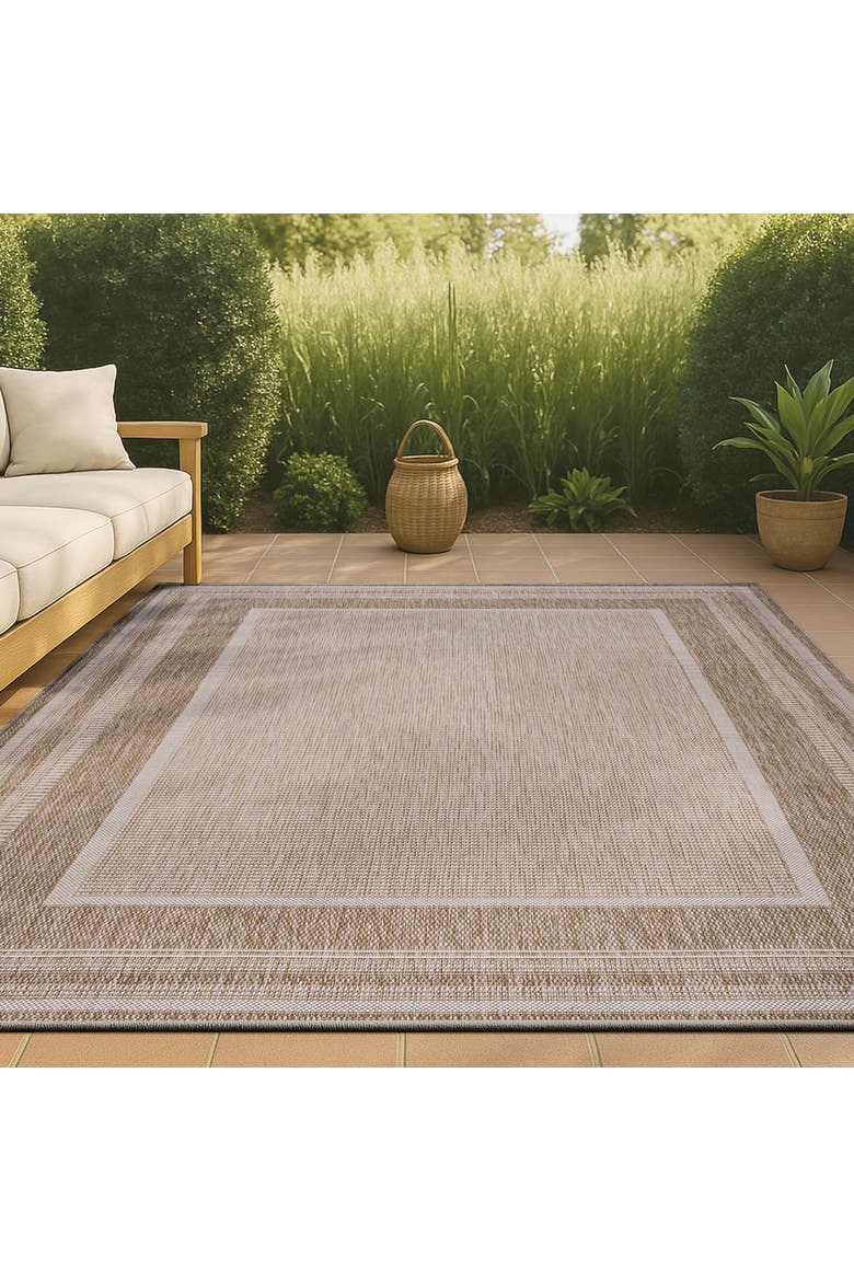 Beckett Classic Casual Border Stripe Indoor/Outdoor Area Rug, Alternate, color, Beige/Cream