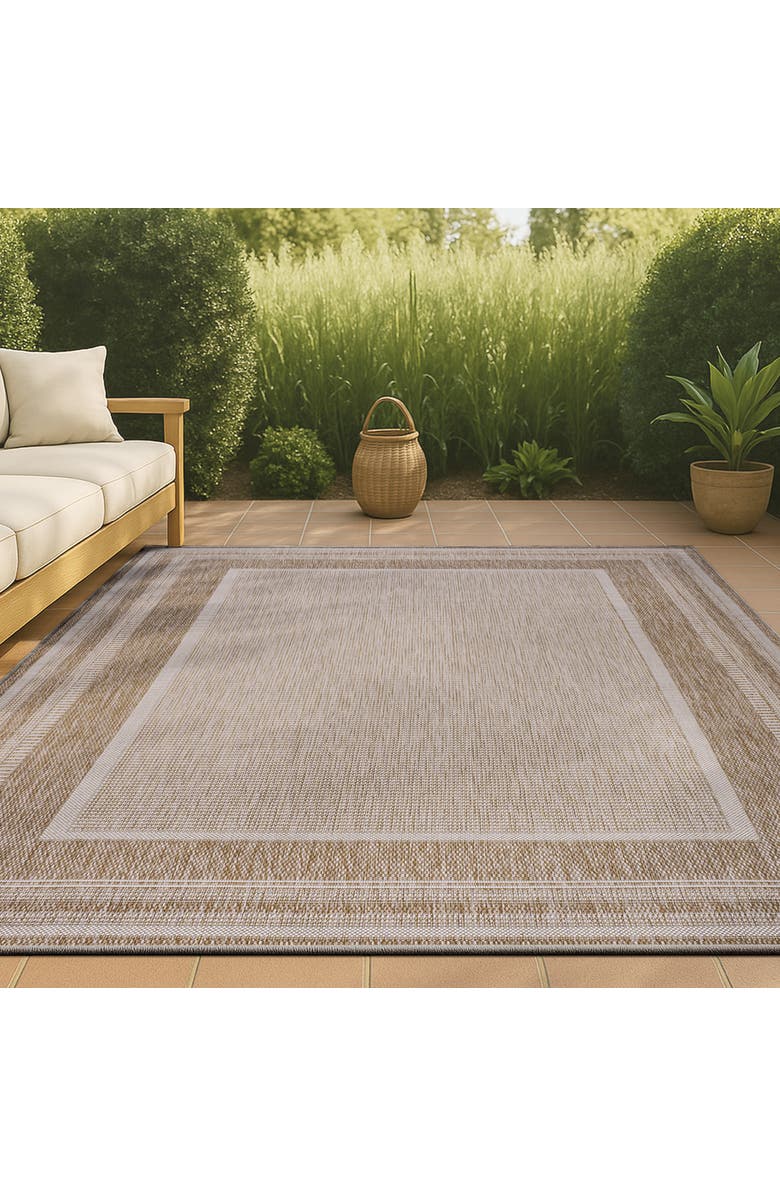 JONATHAN Y Beckett Classic Casual Border Stripe Indoor/Outdoor Area Rug, Alternate, color, Beige/Cream