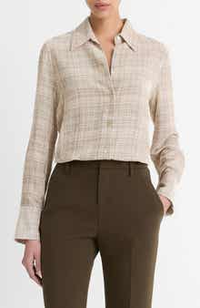 Vince Textured Plaid Button-Up Shirt