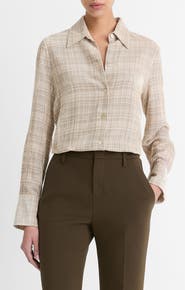 Vince Textured Plaid Button-Up Shirt