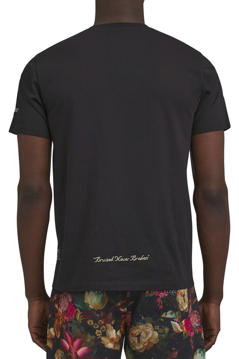 Alba Floral Appliqué Embroidered Cotton Graphic T-Shirt, Alternate, color, BLACK
