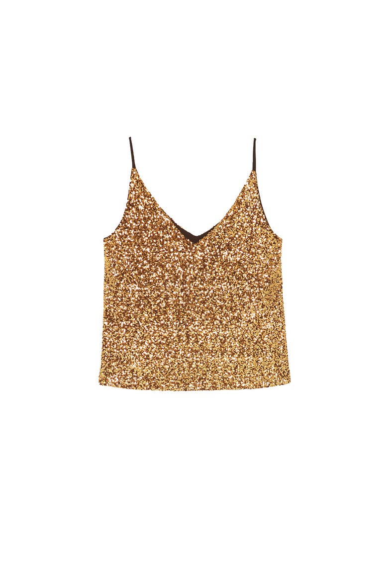 Top With Sequins, Alternate, color, Gold