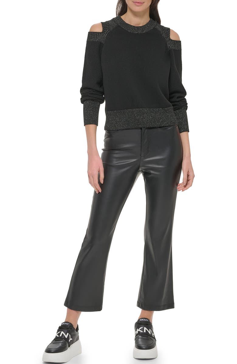 DKNY Cutout Shoulder Long Sleeve Sweater, Alternate, color, 