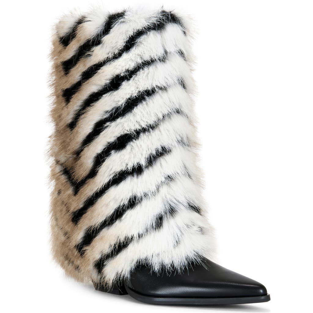 Azalea Wang Jonette Faux Fur Bootie In Animal Print