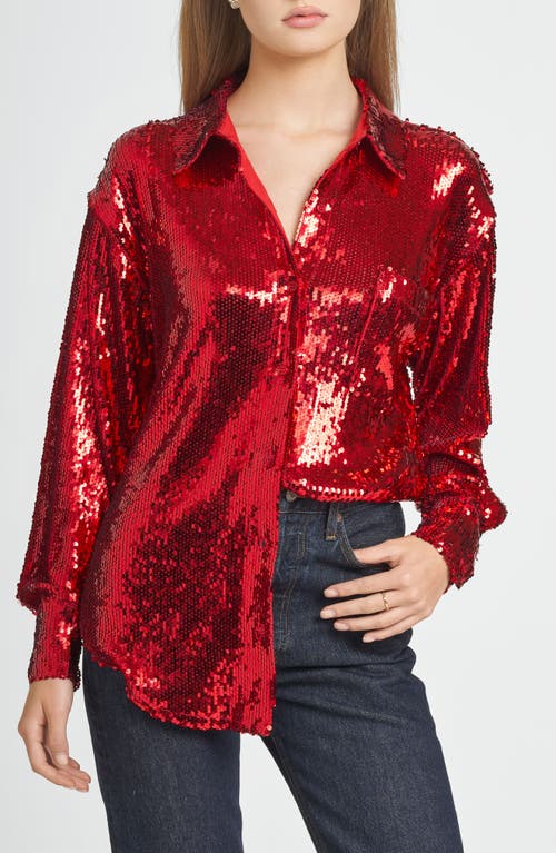 WAYF WAYF FIND YOUR LIGHT SEQUIN BUTTON-UP SHIRT 
