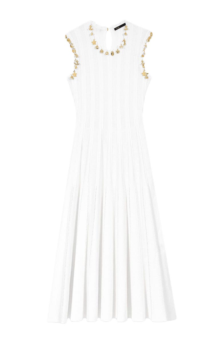 maje Knit dress with gold jewellery, Alternate, color, White