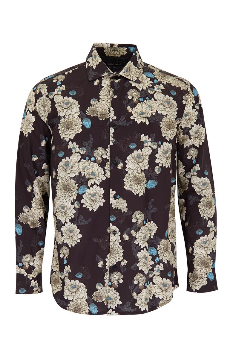 Lords of Harlech Nigel Button-Up Shirt, Main, color, Serious Floral Black